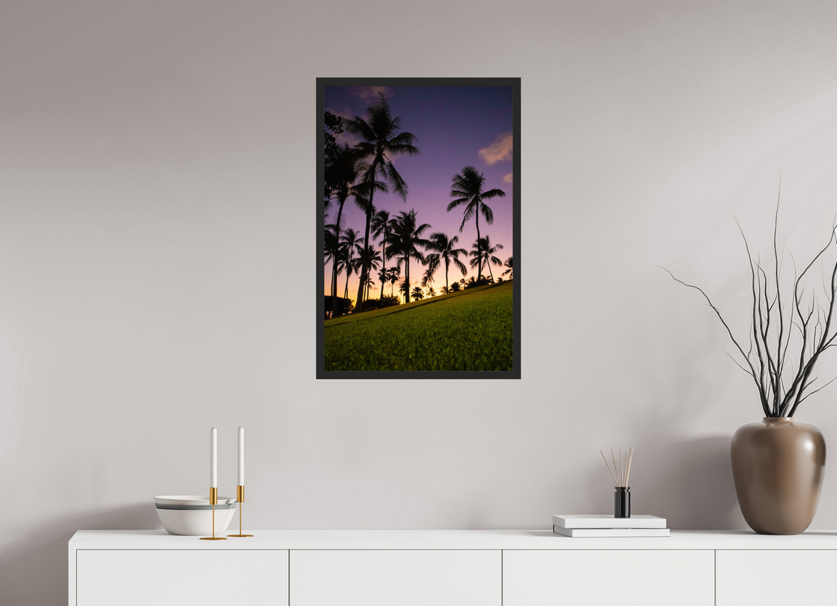 20 x 30″, Portrait Gallery Frame Matte Black Twilight Palms