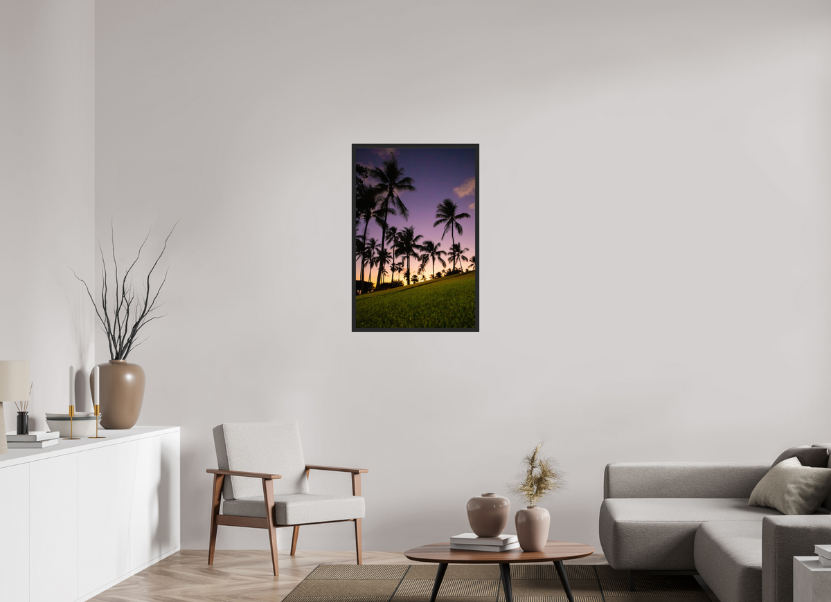 24 x 36″, Portrait Gallery Frame Matte Black Twilight Palms