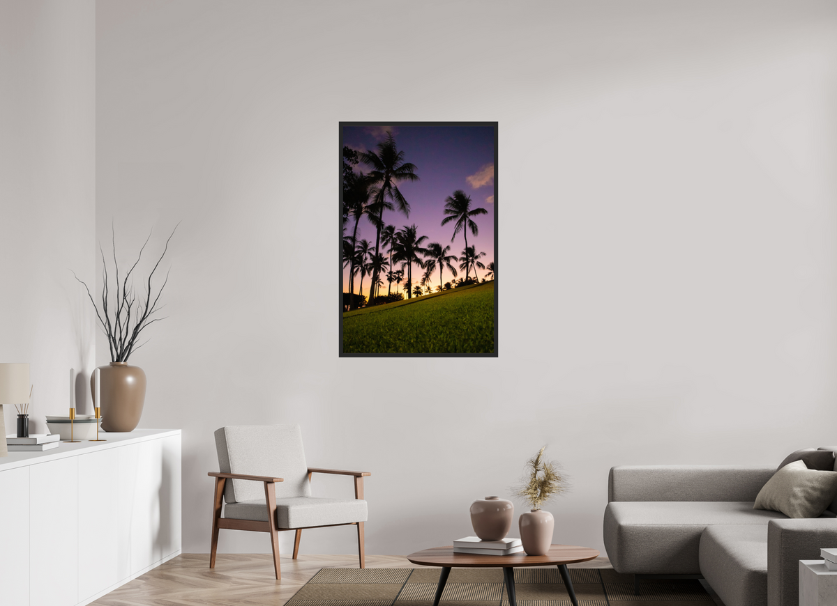 30 x 45″, Portrait Gallery Frame Matte Black Twilight Palms