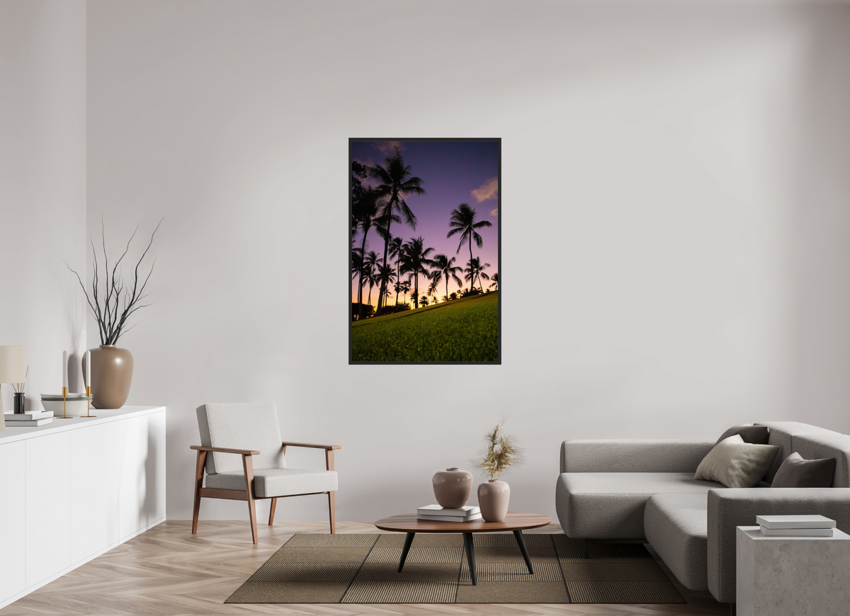 36 x 54″, Portrait Gallery Frame Matte Black Twilight Palms